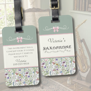 Para Maletas Etiqueta de funda de saxofón de flores silvestres 