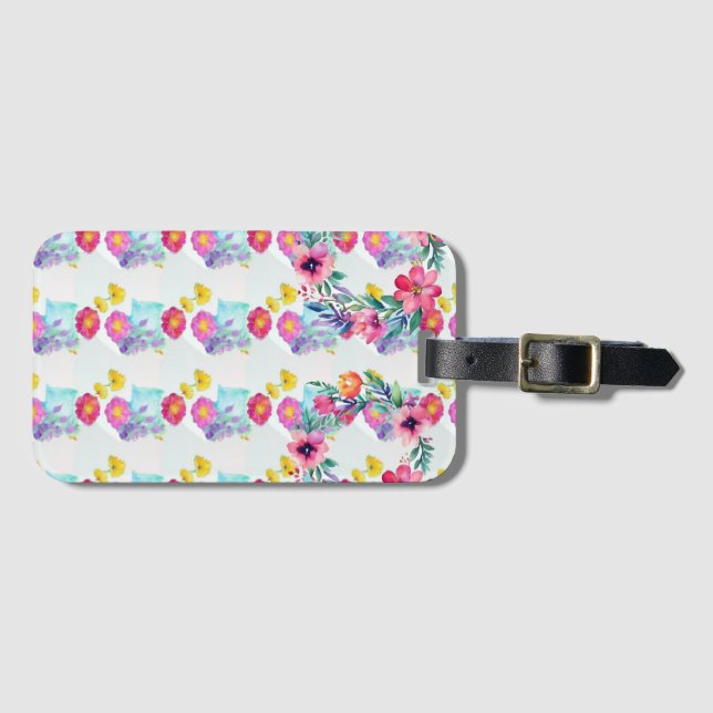 Para Maletas Etiqueta de identificación del equipaje floral fem (Anverso horizontal)