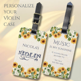 Para Maletas Etiqueta de nombre de Funda de violín de girasol p