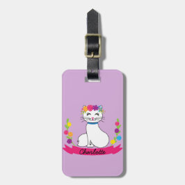 Para Maletas etiqueta de nombre personalizado de gato lindo
