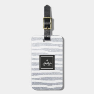 Para Maletas Etiqueta de plata con monograma elegante del