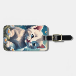 Para Maletas Etiqueta de portaequipajes acrílicos de gato blanc