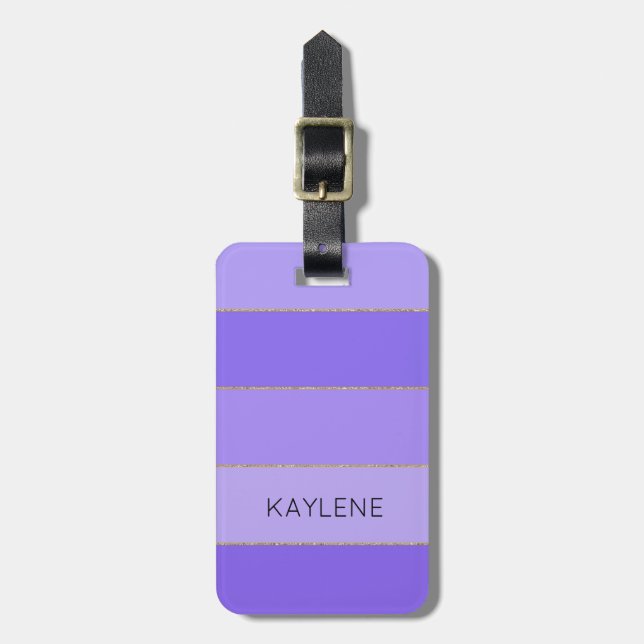 Para Maletas Etiqueta de portaequipajes con franjas violetas de (Frente Vertical)