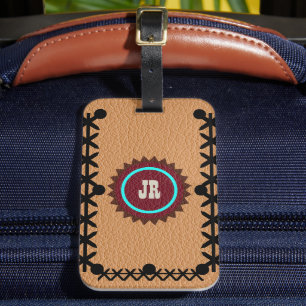 Para Maletas Etiqueta de portaequipajes de cuero estilo suroest