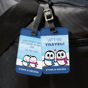 Para Maletas Etiqueta de portaequipajes de pingüino de pareja C