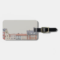 Etiqueta de portaequipajes fotográficos de edifici