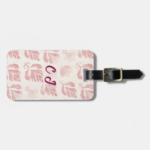 Para Maletas Etiqueta de portaequipajes monogramo de patrón ros