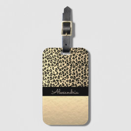 Para Maletas Etiqueta de portaequipajes Shimmery Gold Leopard P