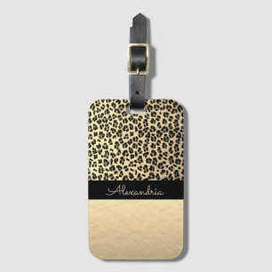 Para Maletas Etiqueta de portaequipajes Shimmery Gold Leopard P