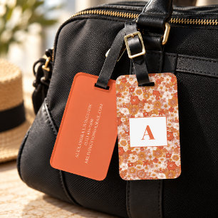 Para Maletas Etiqueta de viaje de chicas con monograma floral n