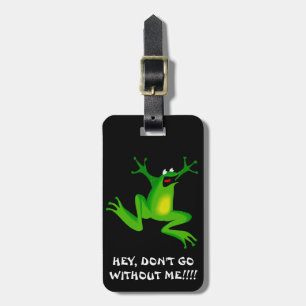 PARA MALETAS ETIQUETA DE VIAJE DE LA MARCA. FUNNY FROG NEGRO MA