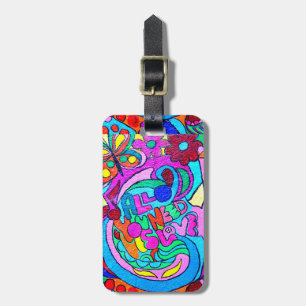 Para Maletas etiqueta del amor del hippie del estilo de los