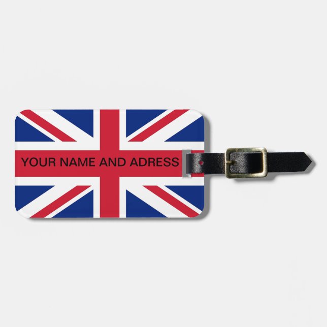 Para Maletas Etiqueta del equipaje con bandera del Reino Unido (Frente Horizontal)
