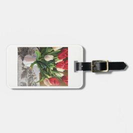 Para Maletas Etiqueta del equipaje con los tulipanes rojos y