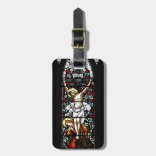 Para Maletas Etiqueta del equipaje de la crucifixión (vitral)