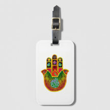 Etiqueta del equipaje del Mah Jongg Hamsa