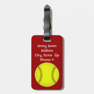 Para Maletas Etiqueta del equipaje del softball de Fastpitch