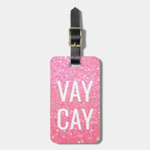 Para Maletas Etiqueta del equipaje - rosa del purpurina VAYCAY