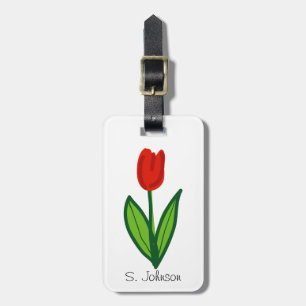 Para Maletas Etiqueta del viaje de la flor del tulipán rojo sen