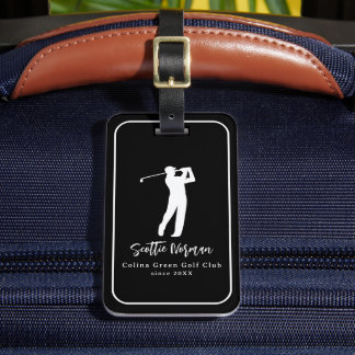 Para Maletas Etiqueta elegante de golfista en negro y blanco co