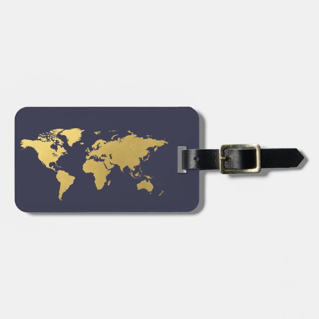 Para Maletas Etiqueta elegante del equipaje del mapa del mundo (Frente Horizontal)