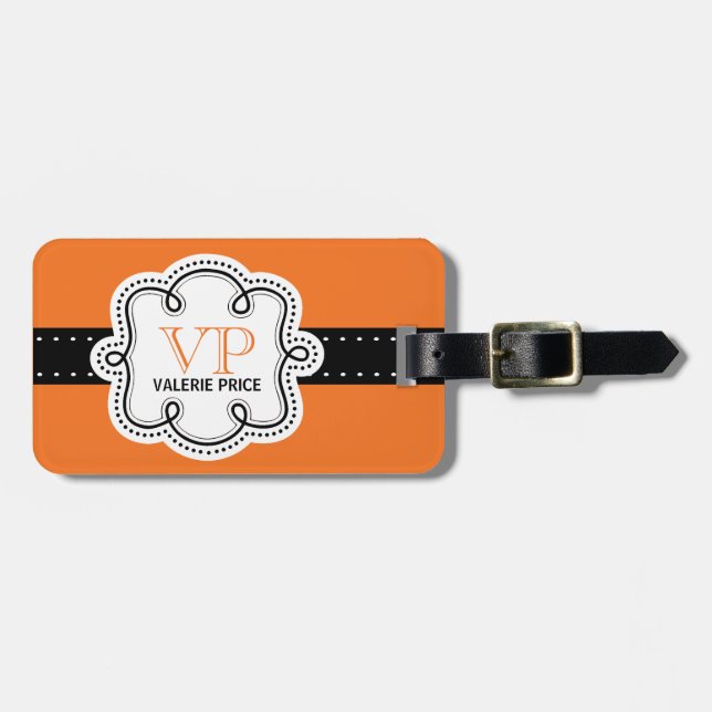 Para Maletas Etiqueta femenina personalizada naranja brillante (Frente Horizontal)