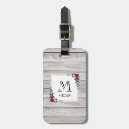 Para Maletas Etiqueta floral de madera ligera rústica