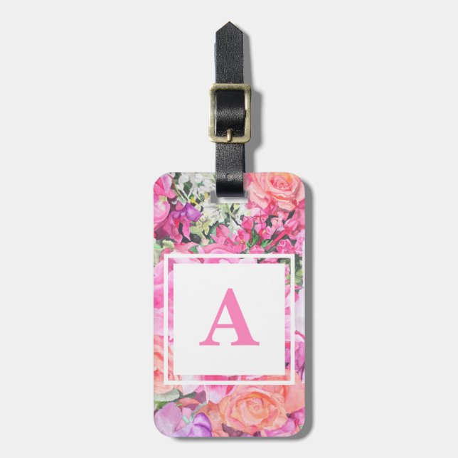 Para Maletas Etiqueta floral del equipaje de la acuarela (Frente Vertical)