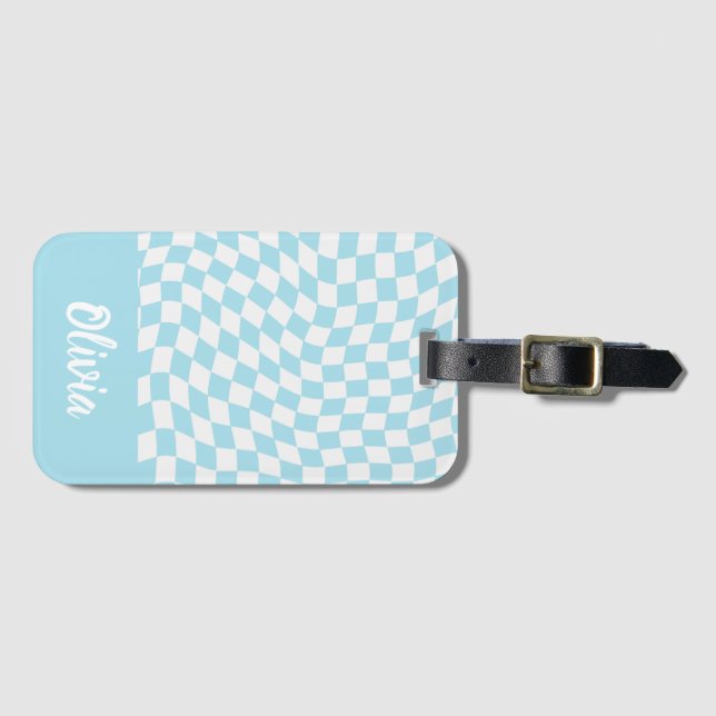Para Maletas Etiqueta moderna de diseño de tablero de ajedrez (Anverso horizontal)