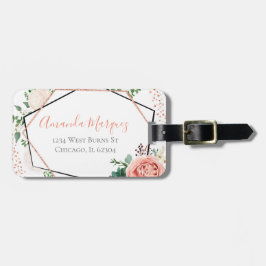 Para Maletas Etiqueta moderna de equipaje geométrico de oro Ros