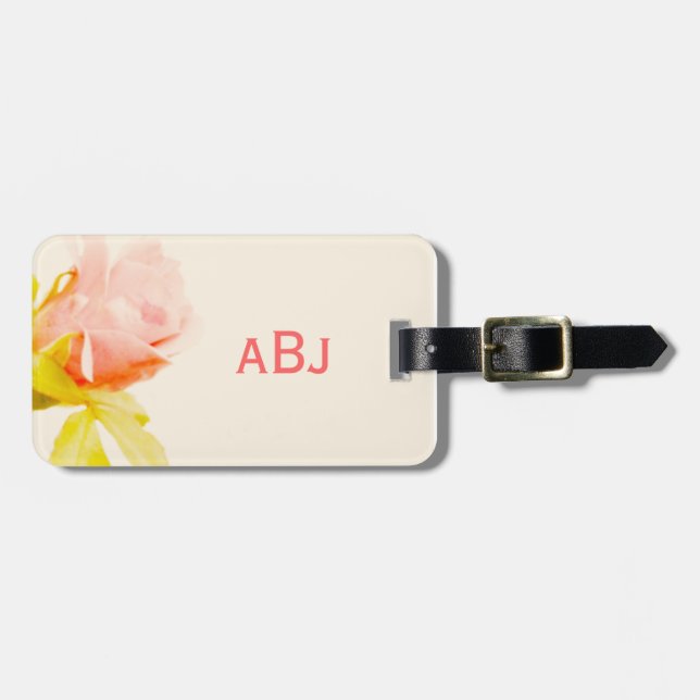 Para Maletas Etiqueta Monogramada Rosa Rosa (Frente Horizontal)