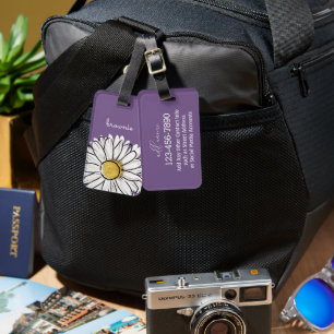 Para Maletas Etiqueta personalizada de equipaje morado y marrón