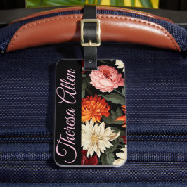 Para Maletas Etiqueta personalizada de equipaje negro y rosa