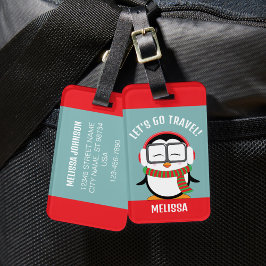 Para Maletas Etiqueta personalizada de maleta de pingüino cután