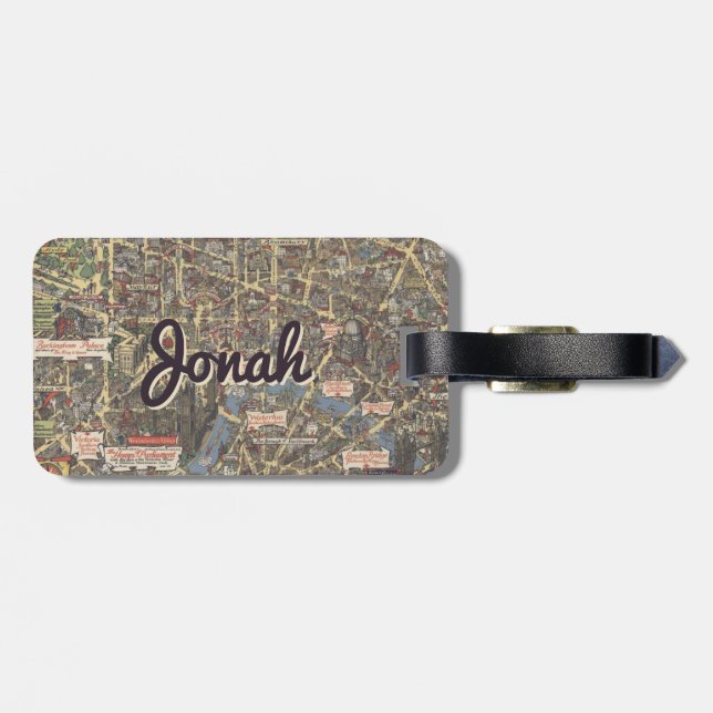 Para Maletas Etiqueta personalizada de mapas de Londres (Atrás Horizontal)