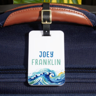 Para Maletas Etiqueta personalizada de mochila de Wave Beach Wa