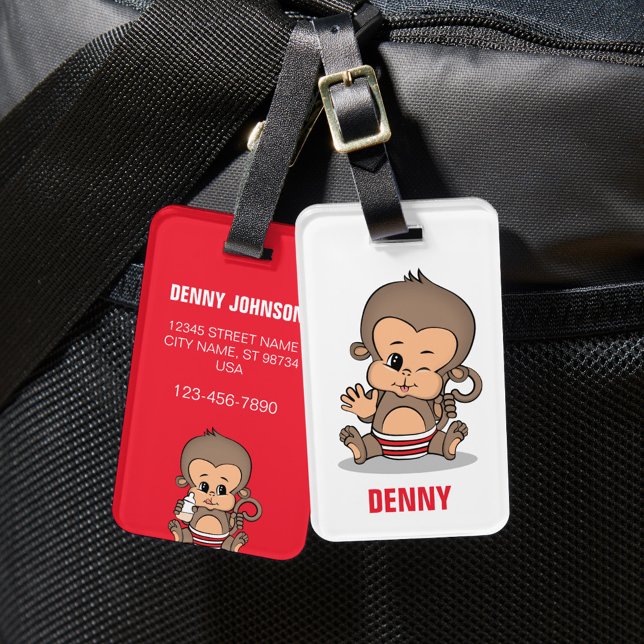 Para Maletas Etiqueta personalizada de portaequipajes de mono ( (Subido por el creador)