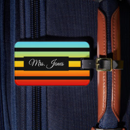 Para Maletas Etiqueta personalizada de portaequipajes rayados d