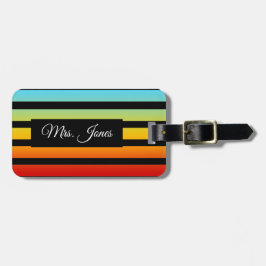 Para Maletas Etiqueta personalizada de portaequipajes rayados d