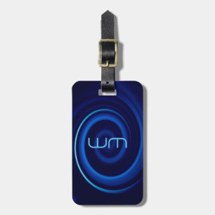 Para Maletas Etiqueta personalizada monograma azul del equipaje