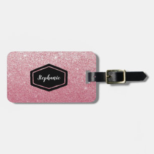Para Maletas Etiqueta personalizada purpurina rosado del