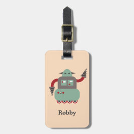 Para Maletas Etiqueta personalizada robot retro del equipaje de