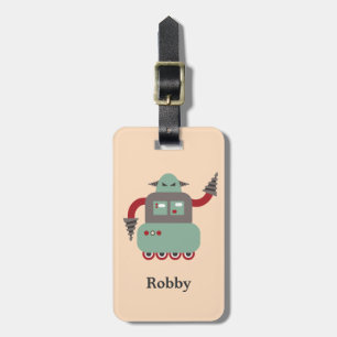 Para Maletas Etiqueta personalizada robot retro del equipaje de