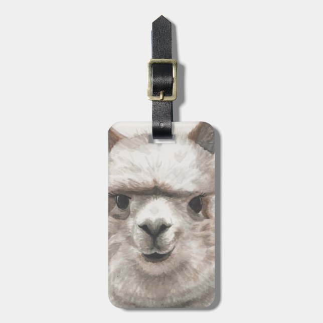Para Maletas Etiqueta portaequipajes de Alpaca sonriente Llama  (Frente Vertical)