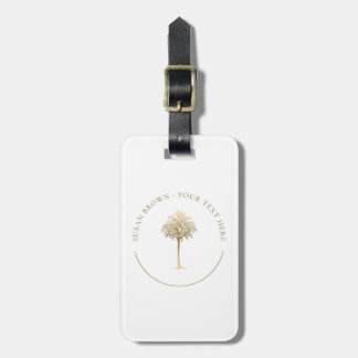 Para Maletas Etiqueta portaequipajes Gold Palm Tree con correa