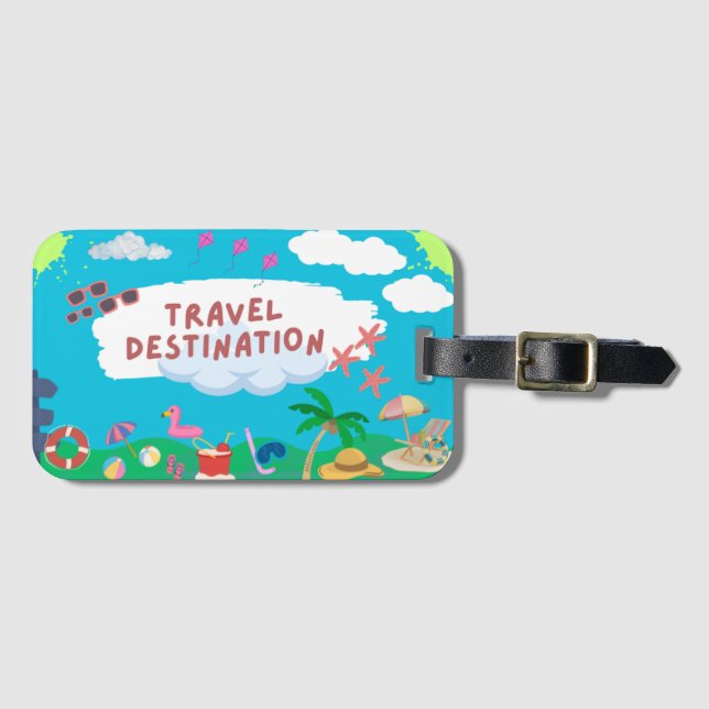 Para Maletas Etiqueta Retro Sunset Beach Lumaletas (Anverso horizontal)