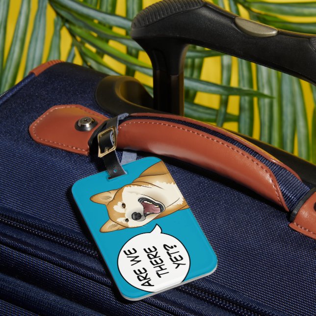 Para Maletas Etiqueta roja feliz del personalizable del perro (Anverso In situ 1)