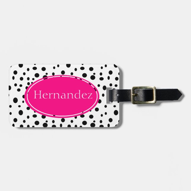 Para Maletas Etiqueta rosada y negra personalizada del equipaje (Frente Horizontal)
