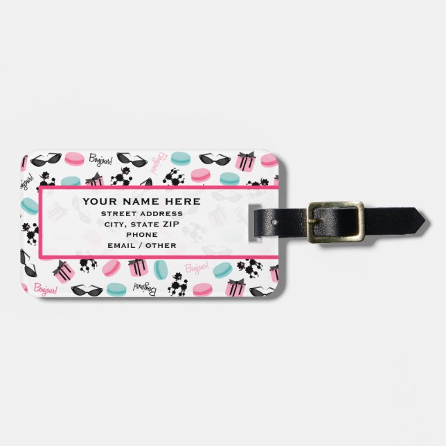 Para Maletas Etiqueta temática francesa del equipaje (Frente Horizontal)