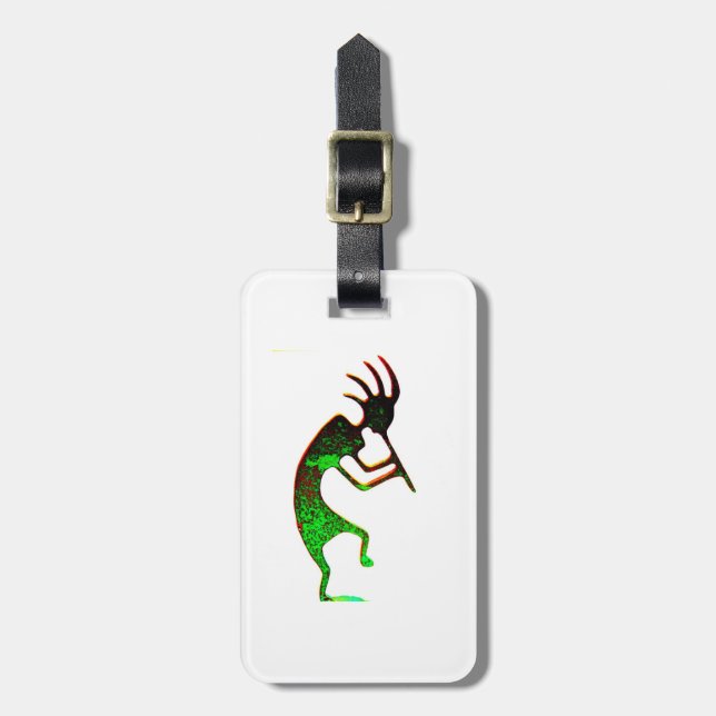 Para Maletas etiqueta verde del kokopelli (Frente Vertical)